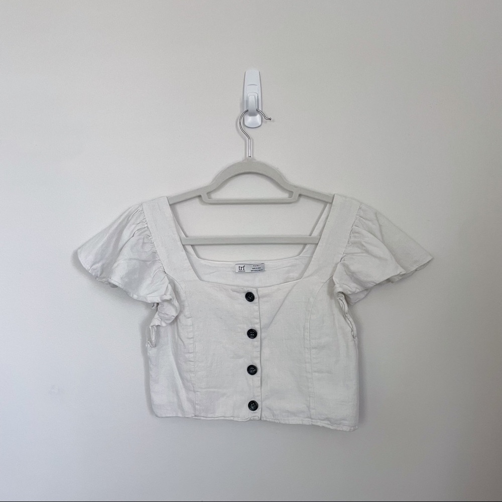 Zara Button Up Crop Top, Size S